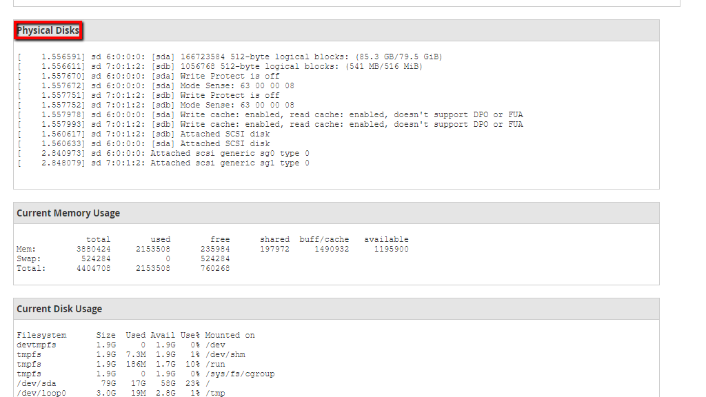 Physical Disks section
