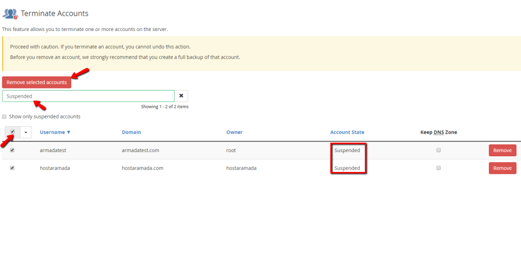 Removing Suspended accounts