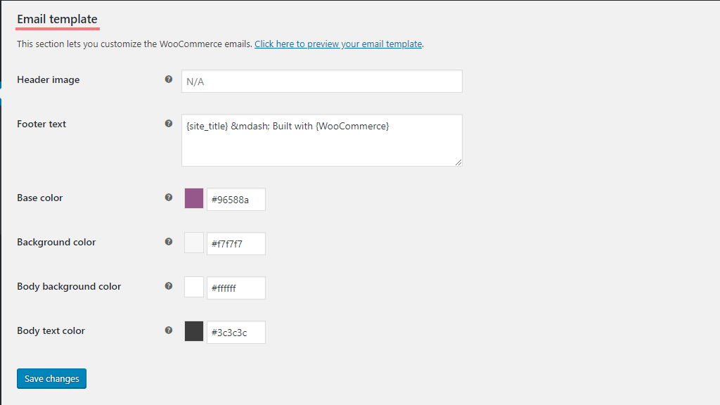 Configuring Email template settings