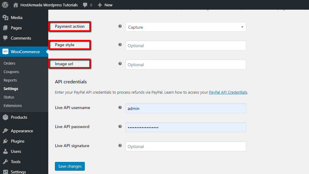 Configuring PayPal advanced checkout settings