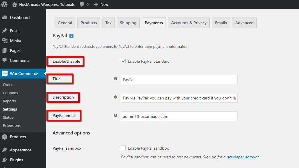 Configuring PayPal General Settings