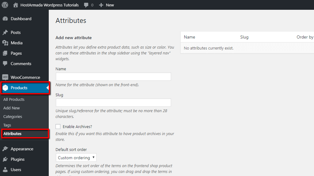 Accessing product attributes page