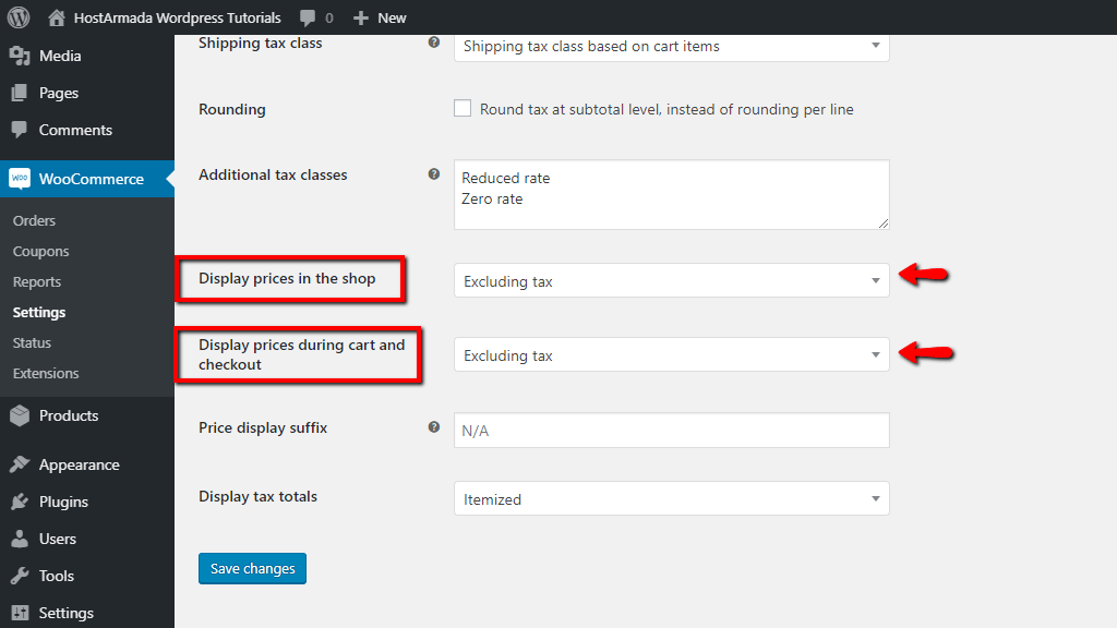 Configuring the Display prices options