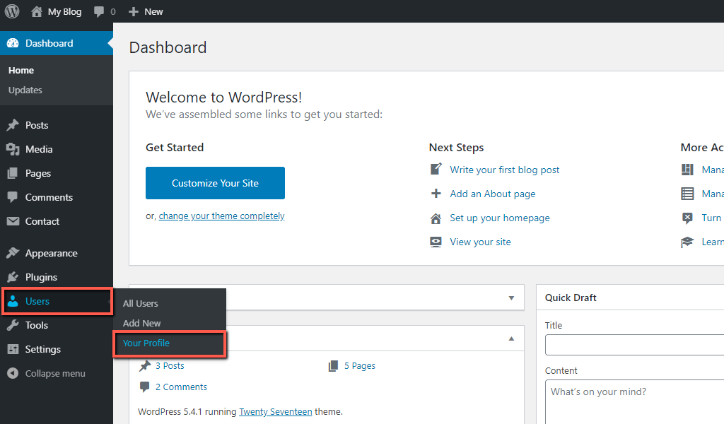 Access WordPress User Profile