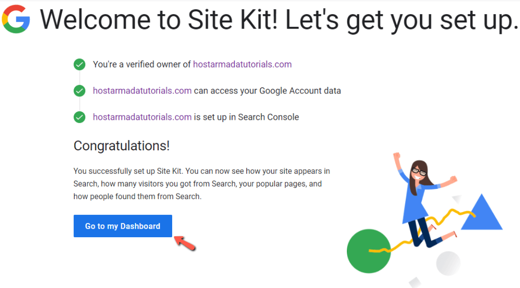 Go to Site Kit Dashboard