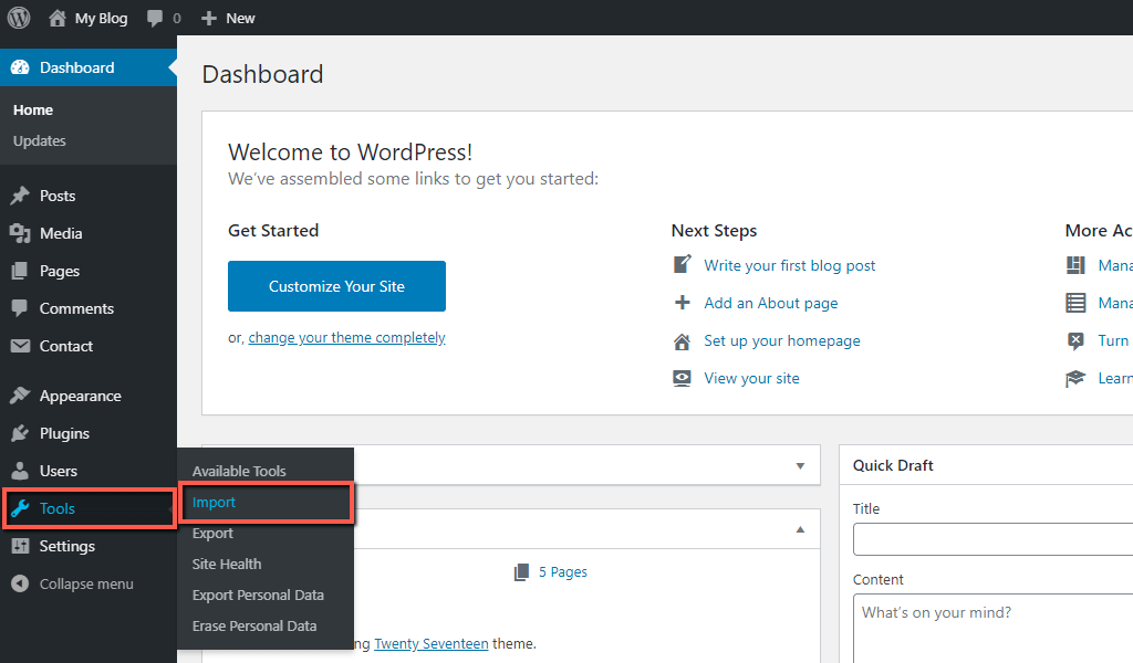 Access WordPress Import Tool