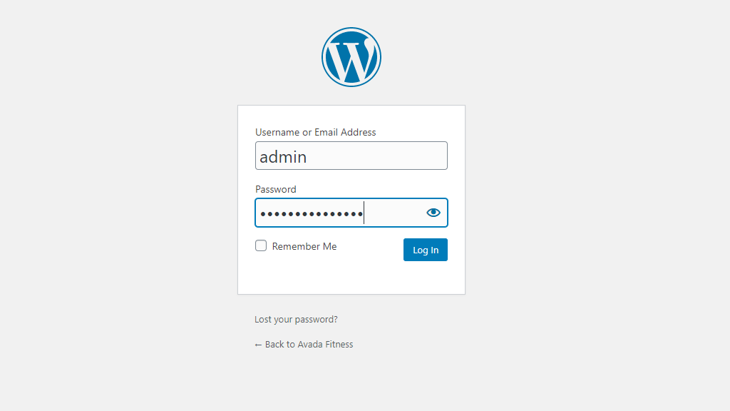 WordPress Admin Dashboard Login Page