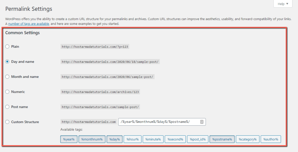WordPress Post URL Structure