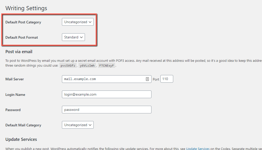 WordPress Default Post Category and Format