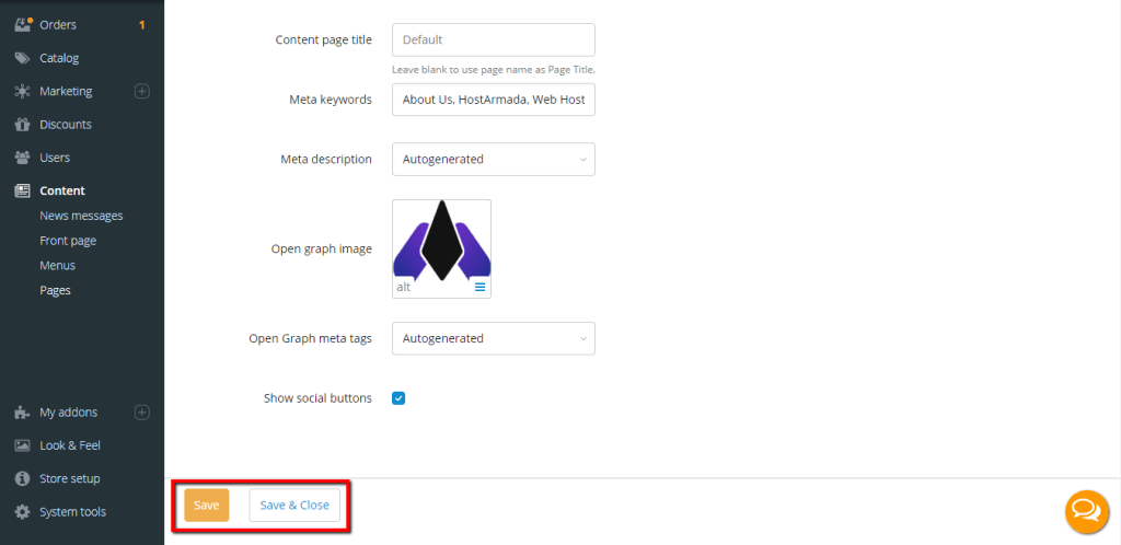 Page metadata and image