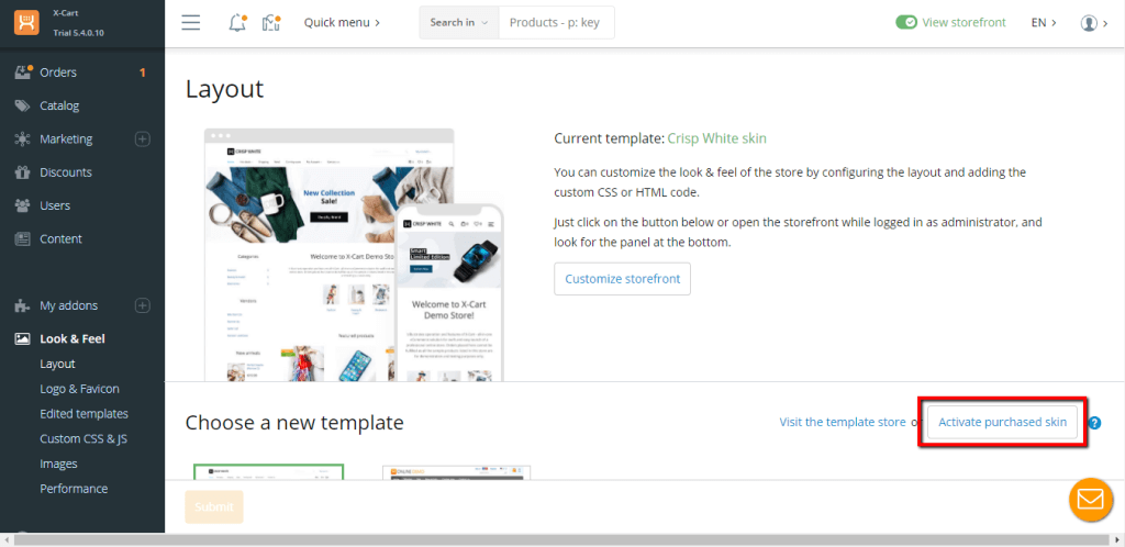 Activate Purchased Skin