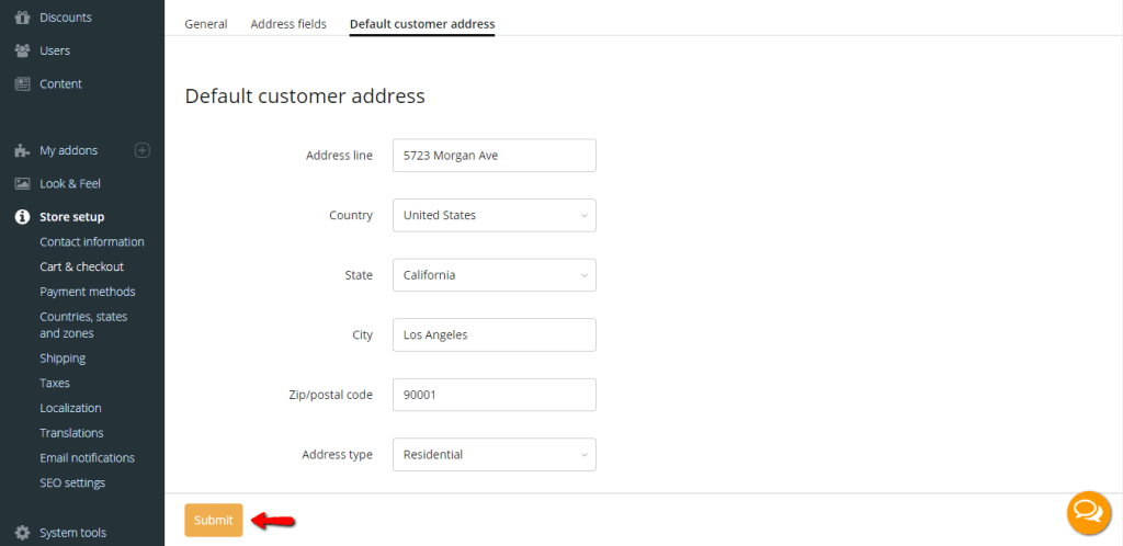 Configuring Default Customer Address